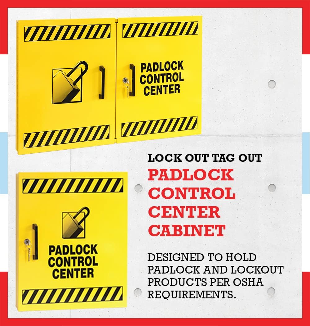 Lockout Tagout Kit, Padlock Control Center for Safe Padlock Storage, Double Wide Yellow