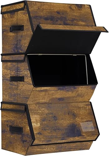 Contenedores de almacenamiento apilables, juego de 3 cajones de almacenamiento para ropa, organizador de cubos con tapa, caja de almacenamiento de