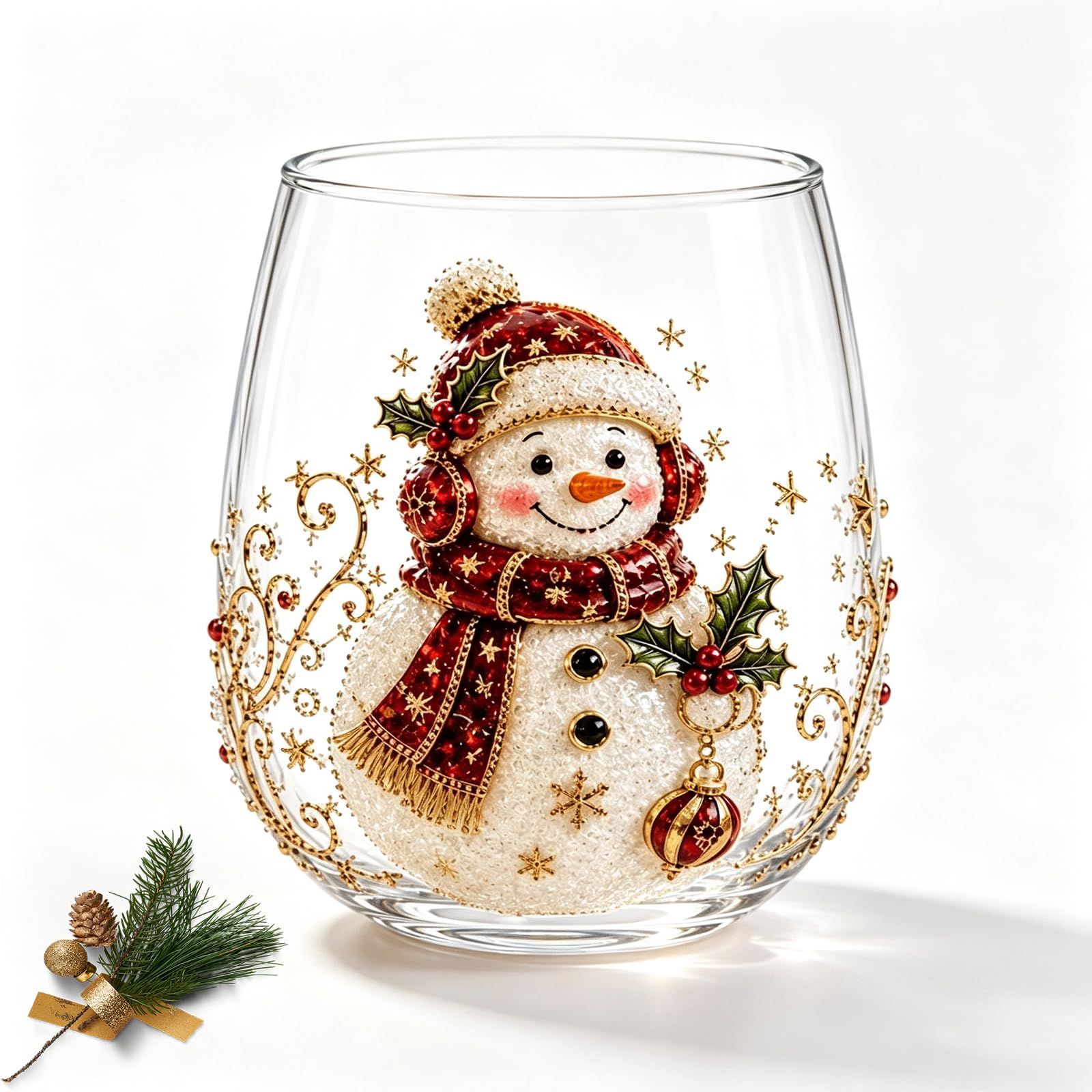 3D Christmas Glass Art Cup, Magical Christmas 3D Glass Cup Collection, Raised 3D Design for Coffee, Tea, Juice, Milk, Xmas Party Home Festive Decor Gifts (#4)