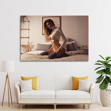 GLMHOK Hot Girl Poster Sexy Model in Bed Decorative Painting Canvas Poster 12x18inch(30x45cm)