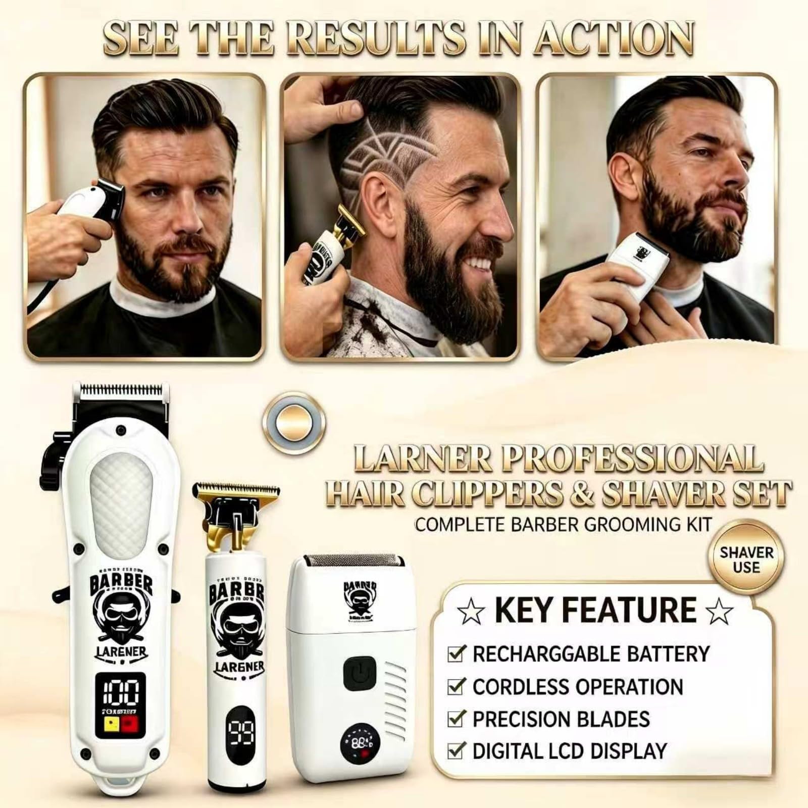 Haarschneidemaschine für Männer, schnurlose professionelle Haarschneidemaschine, elektrischer Haarschneider, wiederaufladbarer Bartschneider, Friseurschneider, elektrischer Rasierer, Geschenke für