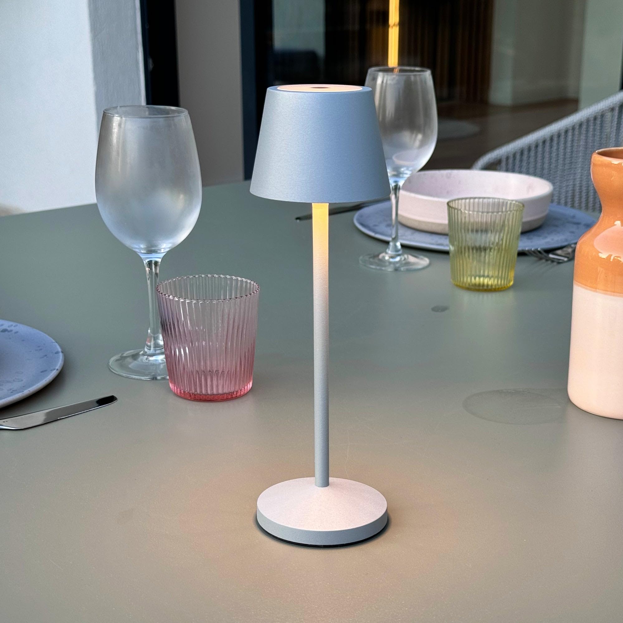 Lumisky EMILY Tischleuchte, kabellos, LED, warmweiß, dimmbar, Höhe 25 cm, Grau