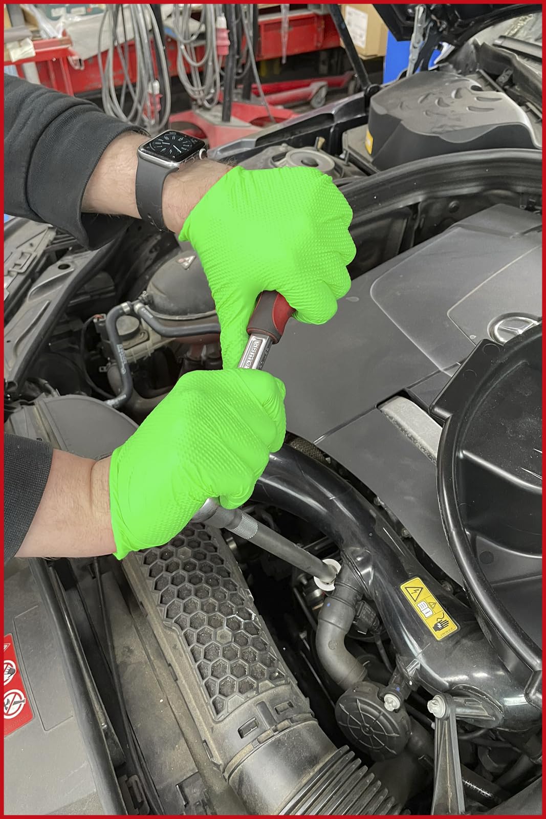 KS Tools 512.0462OP Competition - Guantes de nitrilo, M, caja de 10 x 50 unidades, color verde