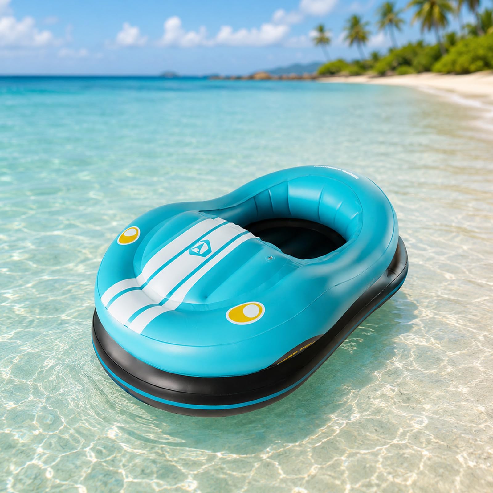 Pealiritansemen Blue Motorized Bumper Boat, Inflatable Electric Pool Float For Adults With 46W Thruster, 360° Joystick Control, 2 X 2600Mah Batteries, Thickened Pvc For Pools And Calm Summer Water