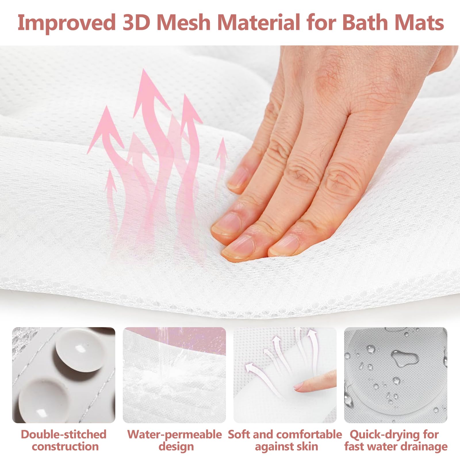 Cojín para Bañera de Cuerpo Entero 134x41cm, 4D Cojin Bañera con con reposacabezas para Cuello, Espalda y piernas, Almohada Bañera con Ventosas Antideslizante y Gancho, para en hoteles, baños de baño