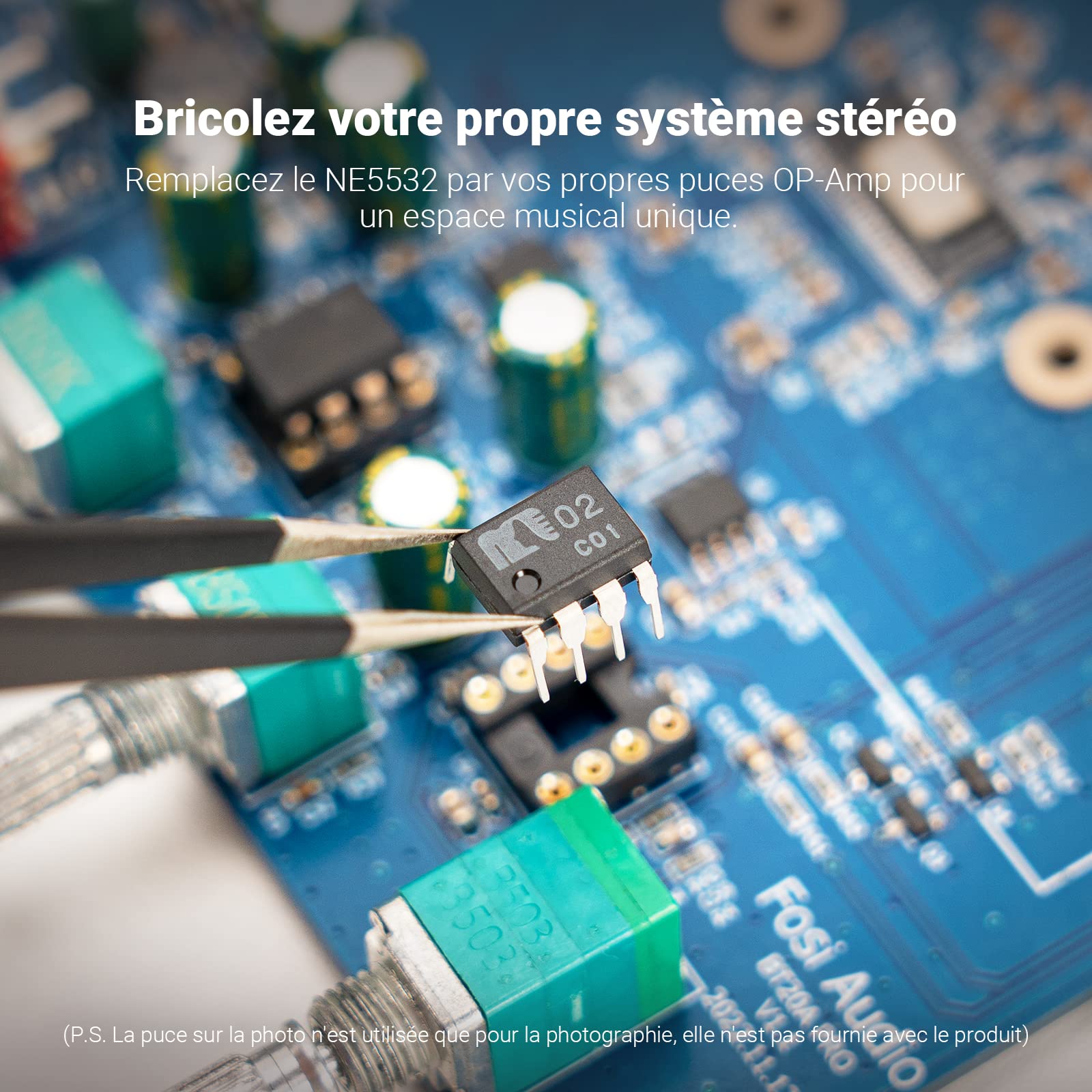Fosi Audio BT20A Pro Amplificateur Audio, 300 W x2 Mini Ampli HiFi avec TPA3255, Ampli Bluetooth 2 Canaux Stéréo Classe D Intégré Amélioré pour Haut-parleurs avec Contrôle des Aigus et des Basses