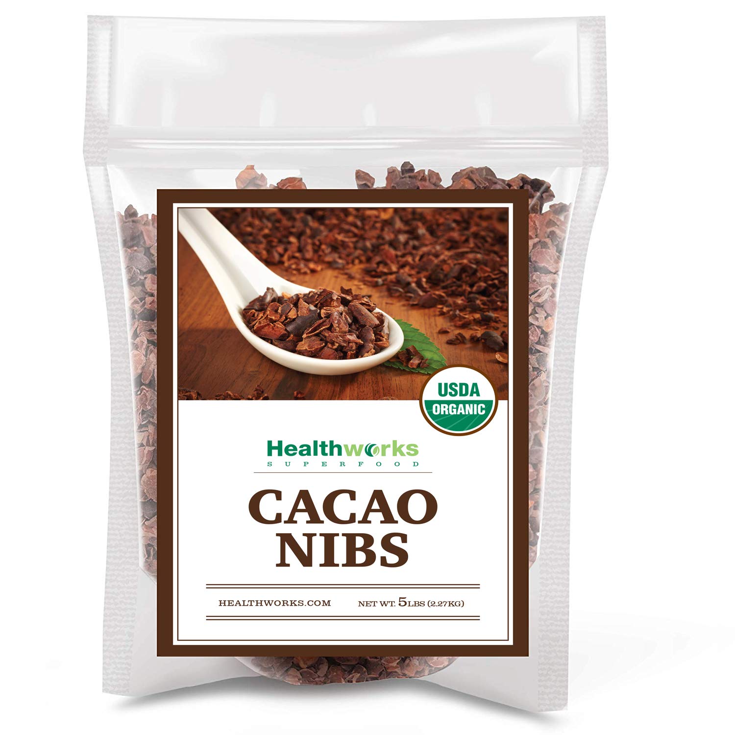 Healthworks Superfoods Cacao Nibs Organic - 80 Oz / 5 Lb - Criollo Bean - Raw Unsweetened Chocolate Substitute - Certified Organic - Keto, Vegan & Non-GMO - Antioxidant