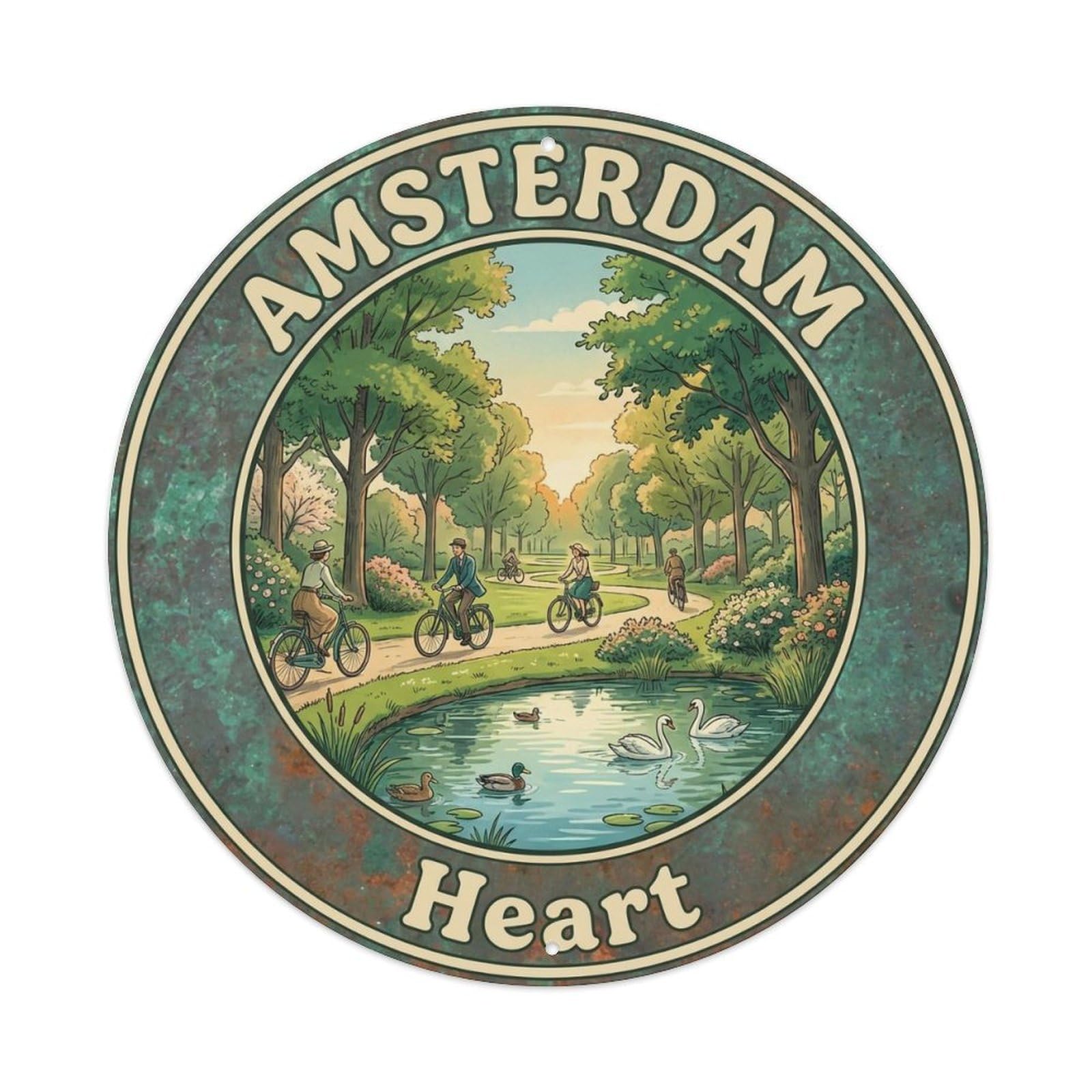 Vintage Travel Amsterdam Netherlands Aspiration Metal Tin Sign