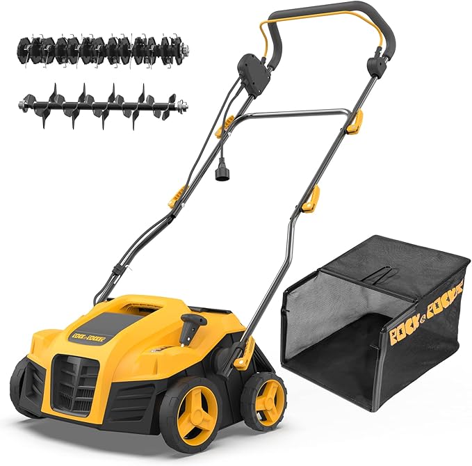 Rock&Rocker 2in1 16INCH Dethatcher Scarifier, 15 Amp