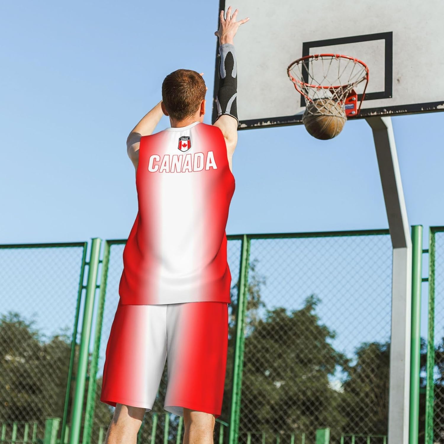 Canada Flag Basketball Uniform Suit for Men Team Training Athletic Gradient Jersey