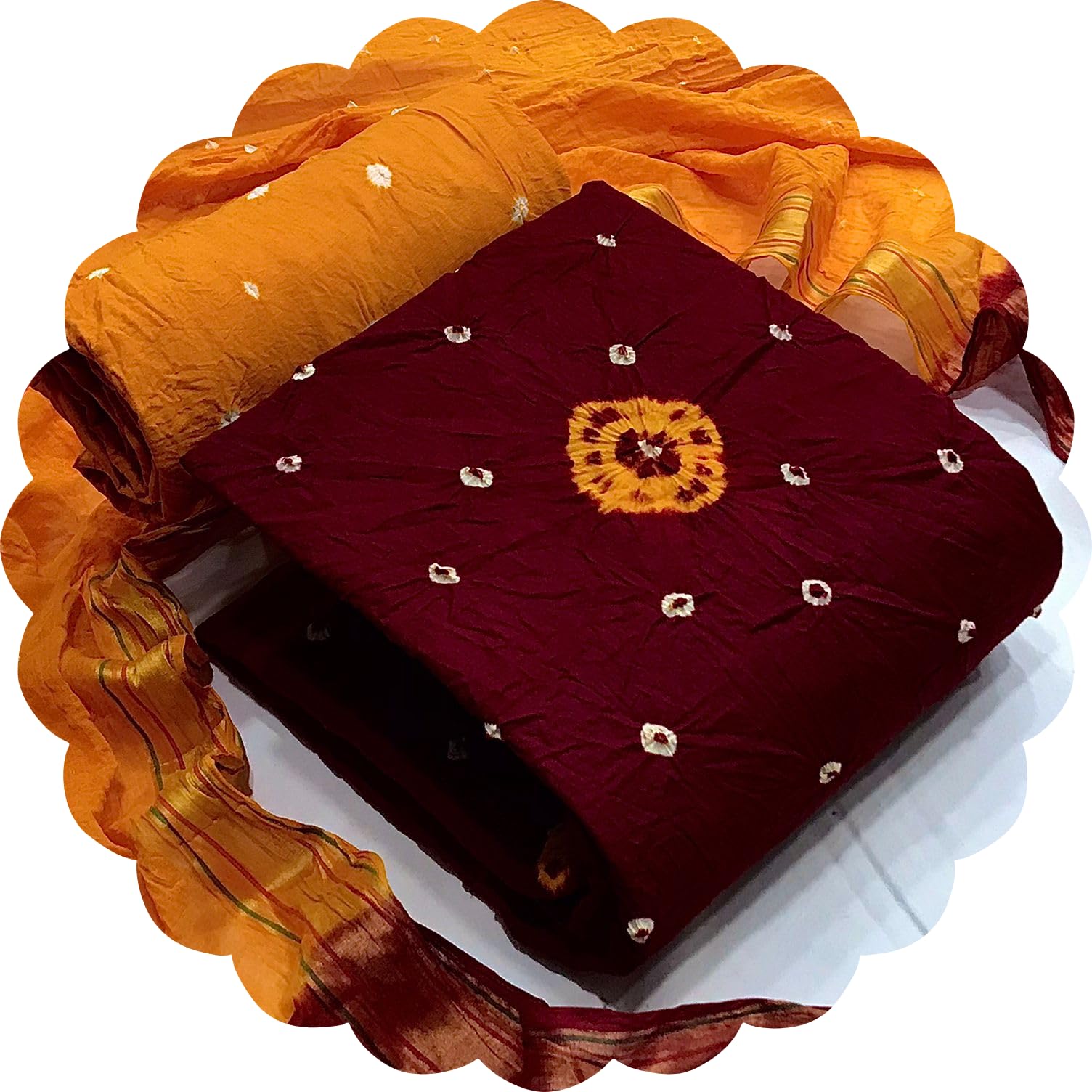 vasttram Women's Pure Rayon With Hand made Bandhej Unstitched Rajasthani Bandhani Salwar Suits Kurta Set Cotton Dress Material With Dupatta-picture-31