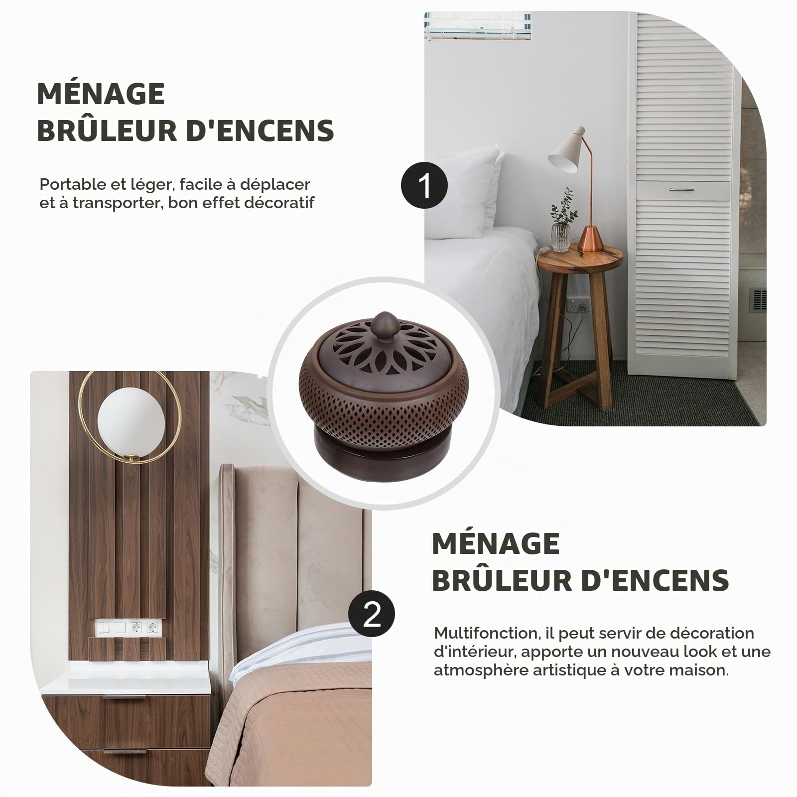 Doitool BrûLeur D'Encens ÉLectrique avec Minuterie Et RéGlage De La TempéRature Encensoir pour Salon Bureau HôTel DéCoration Portable 4.72X4.72X4.13In