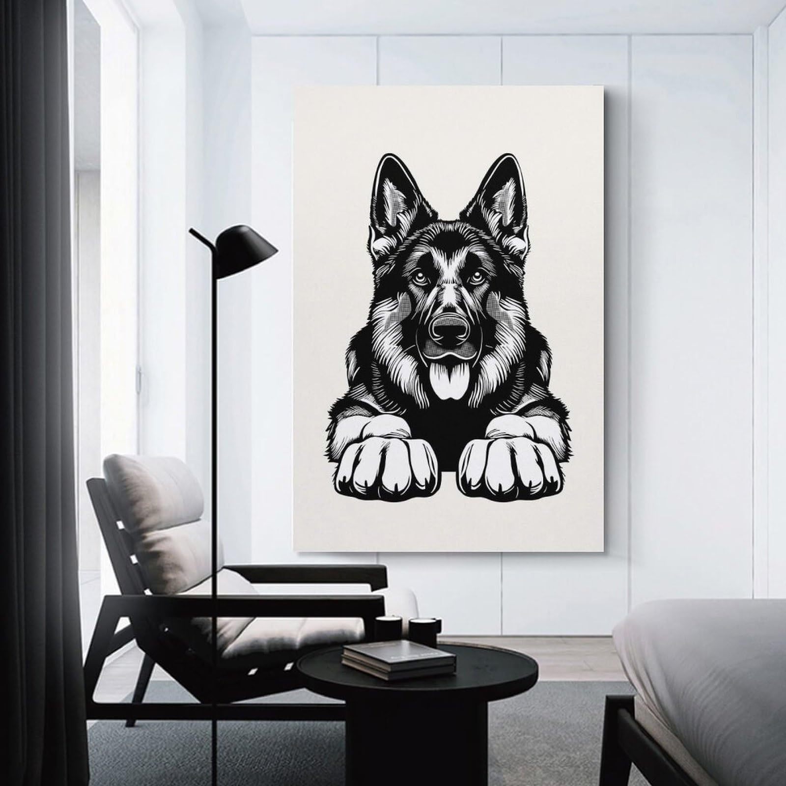 Junmoney German Shepherd(2) Room Decor Wall Art 24x36inch(60x90cm), for Wall Displays, Bedrooms Or Room Updates, Ideal for Building A Coordinated Art Wall