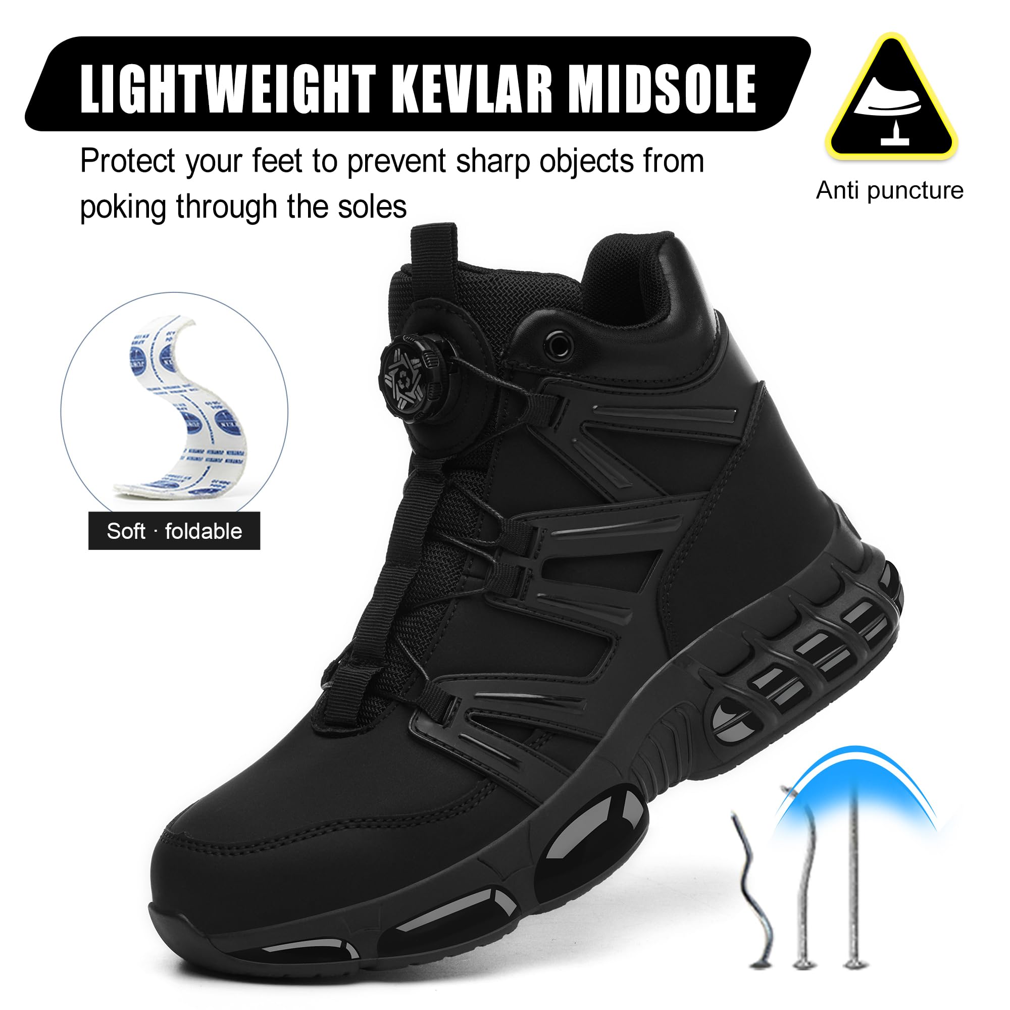Botas de seguridad para hombre y mujer, con puntera de acero, ligeras, de seguridad, con amortiguación de aire, para el trabajo