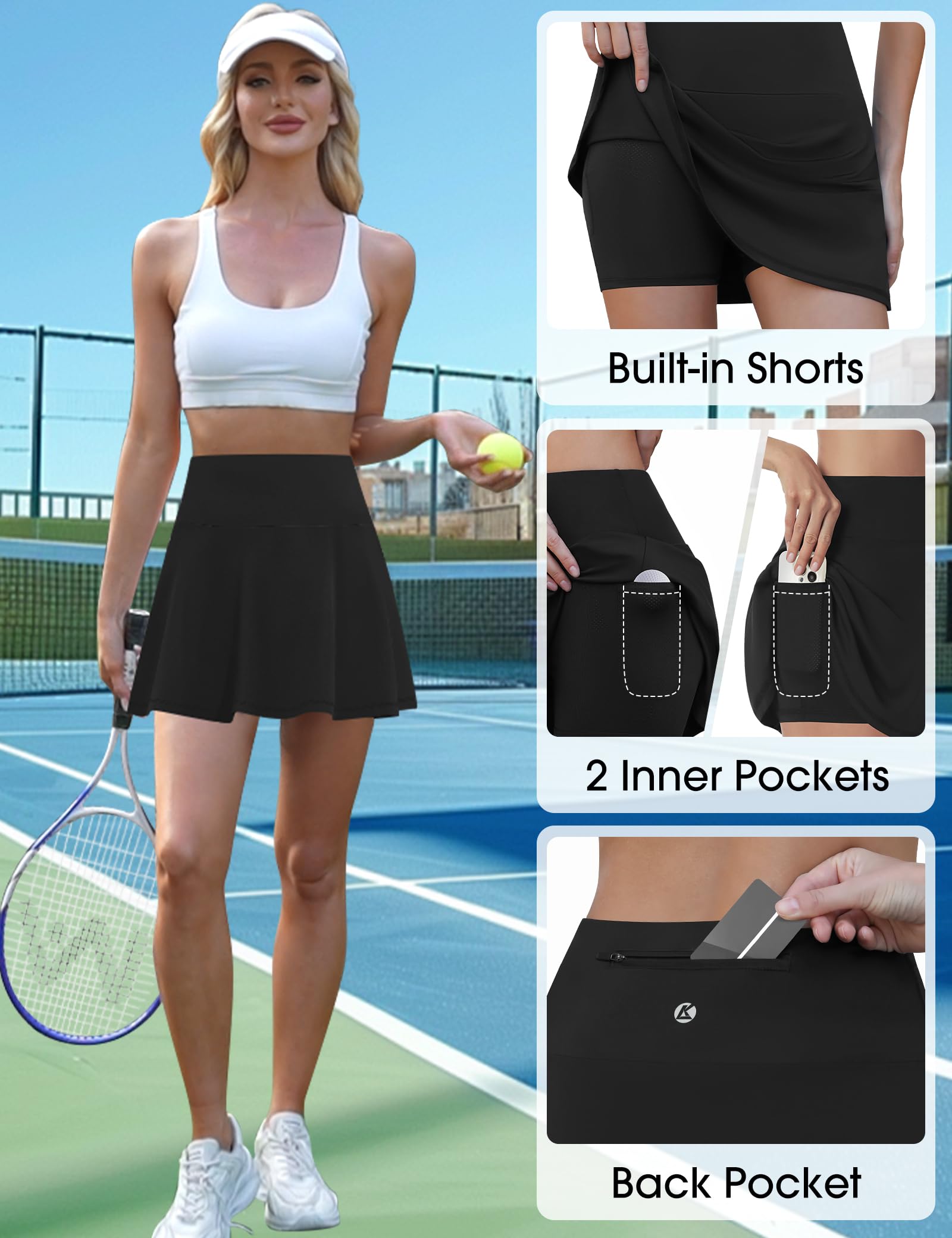LouKeith Falda de tenis para mujer, de cintura alta, atlética, para correr, casual, pepinillo, golf, faldas con bolsillos