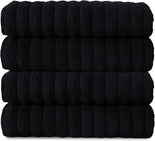 Miniatura 18 de Classic Turkish Towels - Juego de 6 toallas de lujo de la colección Brampton acanaladas de 100% algodón turco, de secado rápido, suaves y Platino