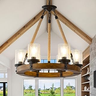 14 Rustic Bedroom Ideas for Cozy Natural Textured Charm 65 Rustic Wagon Wheel Chandelier 6Light Farmhouse Wood Chandelier with Seed...