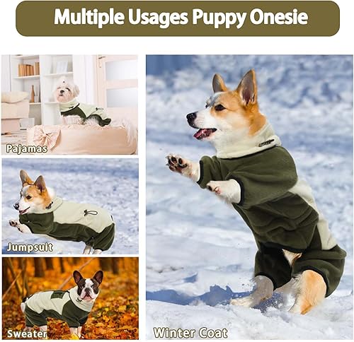 Miniatura 8 de DENTRUN Abrigo de invierno para perro pequeño, chaqueta de forro polar cálido, suéter acogedor de cuello alto extraíble para cachorros, traje de
