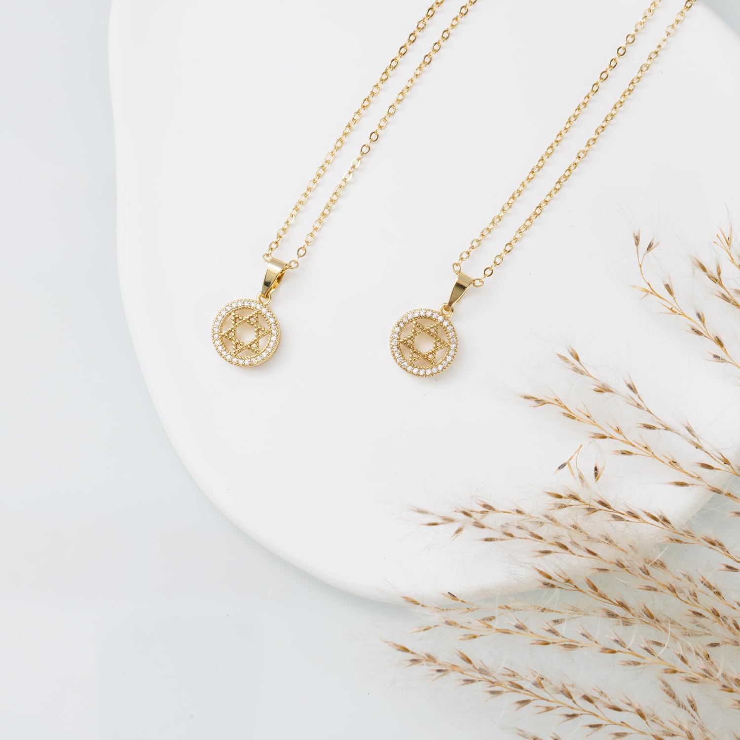 SURI Star of David Necklace for Women | Israel Necklace | Mezuzah Necklace with Magen David Pendant | Available in 14K Gold-Filled or Silver Stainless Steel | Jewish Jewelry, Includes a Gift Box