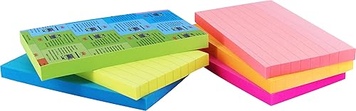 Miniatura 4 de Notas adhesivas, 3 x 5 pulgadas, surtido de neón, forradas, notas autoadhesivas, 100 hojasbloc, 6 blocs por paquete, 4A 305x6-N-L