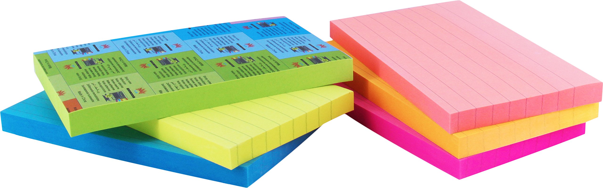 Amazon.co.jp: 4 a付箋、3 x 5インチ、ネオンAssorted、裏地付き、100