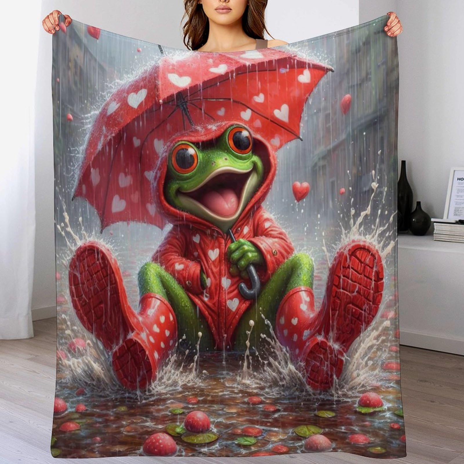Plaid grenouille chaud couverture flannel douce respirante 100x130
