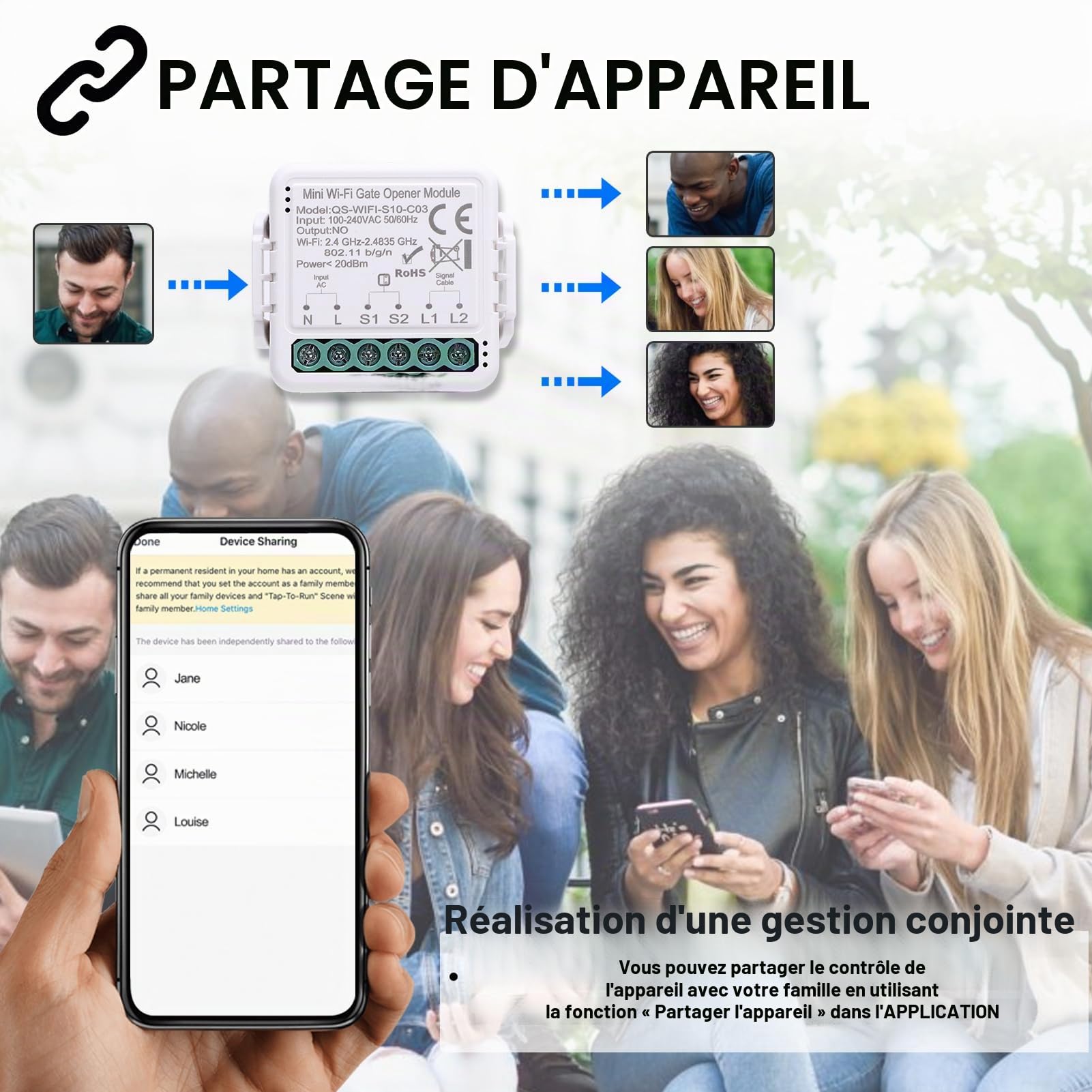 Module de porte de garage intelligent Wifi, ouvre-porte à commande vocale logicielle avec fonction minuterie et télécommande, interrupteur de porte de commande sans fil pour la