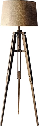 Creative Co-Op Lámpara de pie de madera estilo trípode con pantalla de tambor