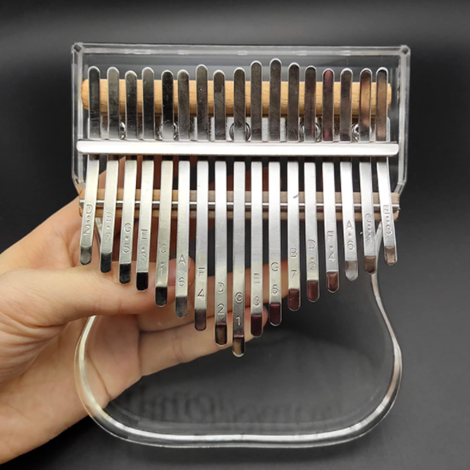 Exquisiter Klang Daumenklavier Tragbares Acryl-Musikinstrument mit transparentem Körper, 17 Tasten für Musikliebhaber, die Zubehör Spielen Einfach zu Spielen