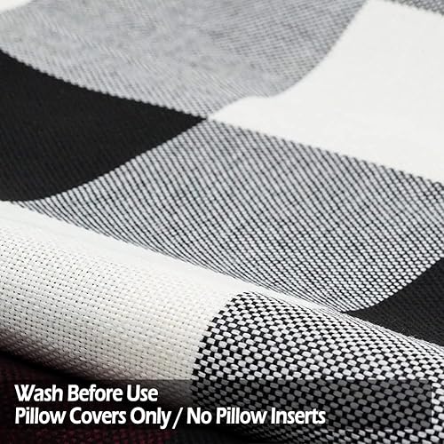 Miniatura 6 de CARRIE HOME Juego de 2 fundas de almohada para exteriores en blanco y negro de 16 x 16 pulgadas, fundas de almohada decorativas de lino bohemio,