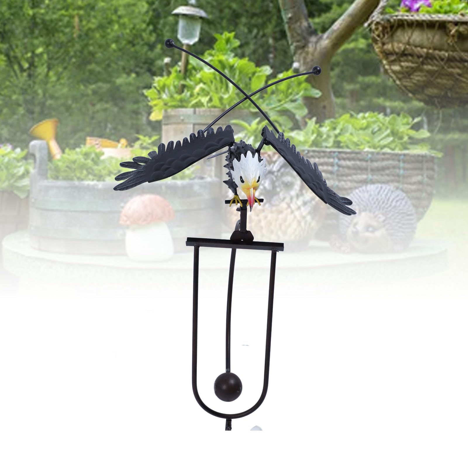 Bald Eagle Garden Stake, 3D Wind Rocker Flying Bird Rzeźba Metalowa Ornament dla Ogrodów Patio
