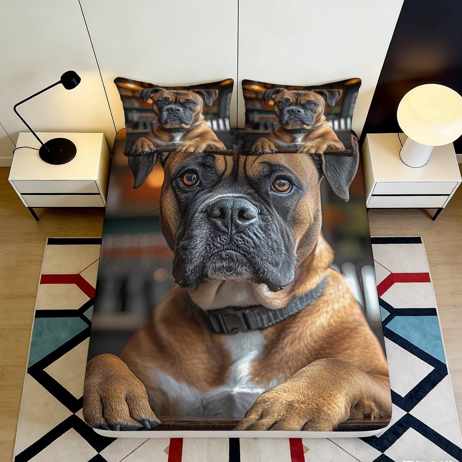 Jqzkxnhpbr Style-8 3D Printed Brown Dog Portrait Fitted Sheet Microfiber Soft Bed Sheet For Bedroom Guest Room Mattress Protection Decor 90X200x25cm