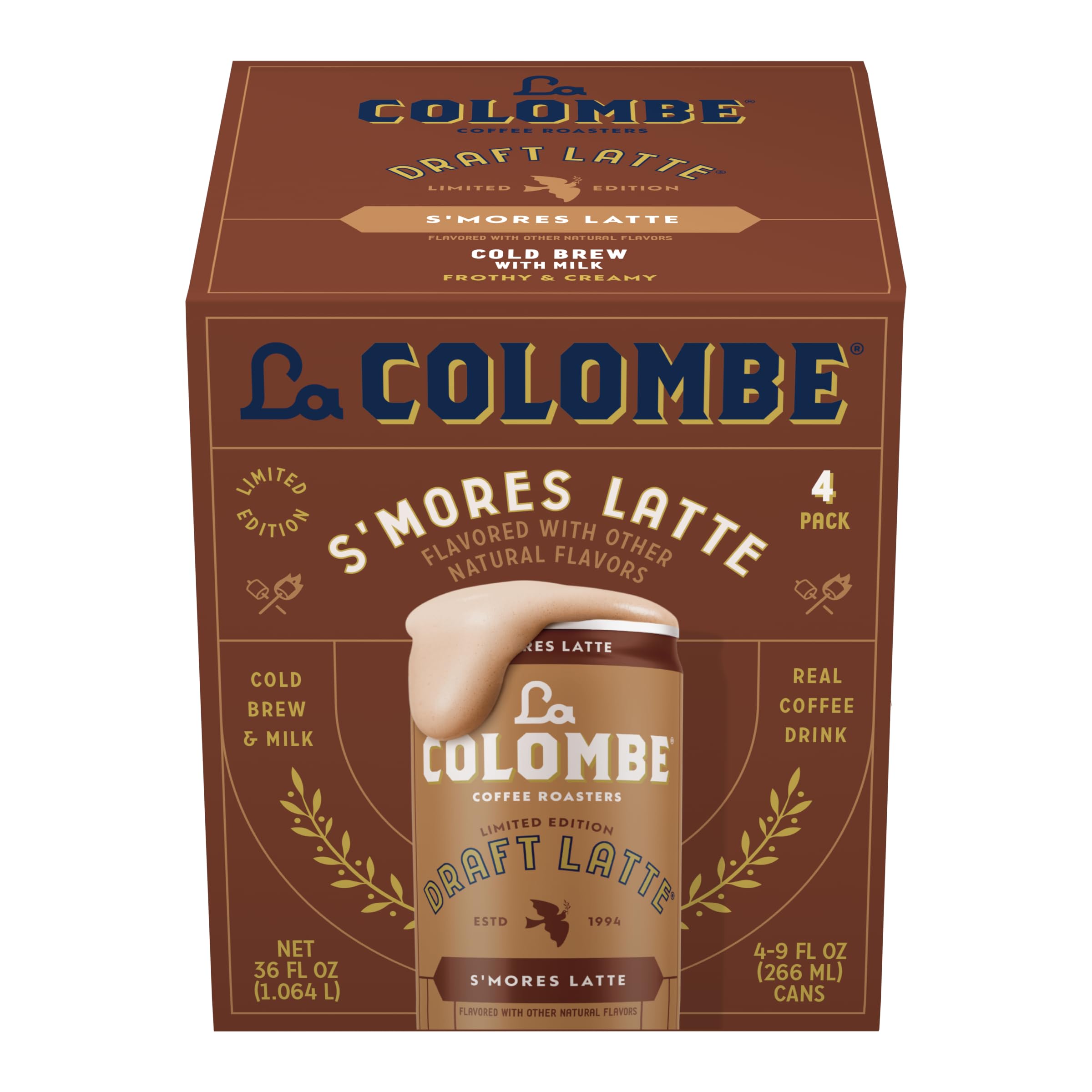 La Colombe Coffee, S'mores Cold Brew Draft Latte, 9 fl oz Cans, 4 Pack