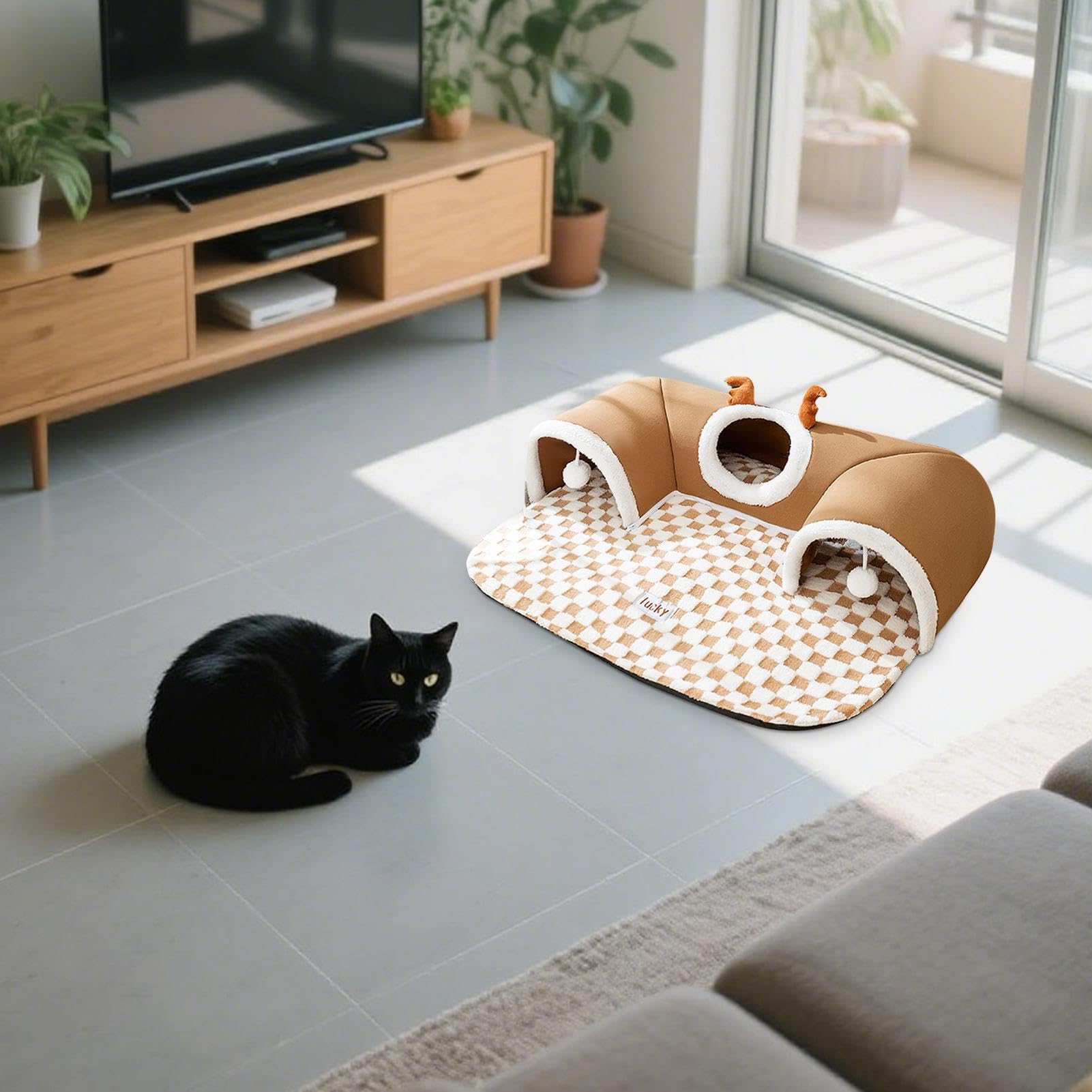Cat Bed Tunnel, Pet Play Tunnel, 21.65x15.75 Inches Warm Shelter Tent, House Toys for Dog Puppy Kitten Animal Indoor Outdoor Wall Corner Games Resting Sleeping Outside Use