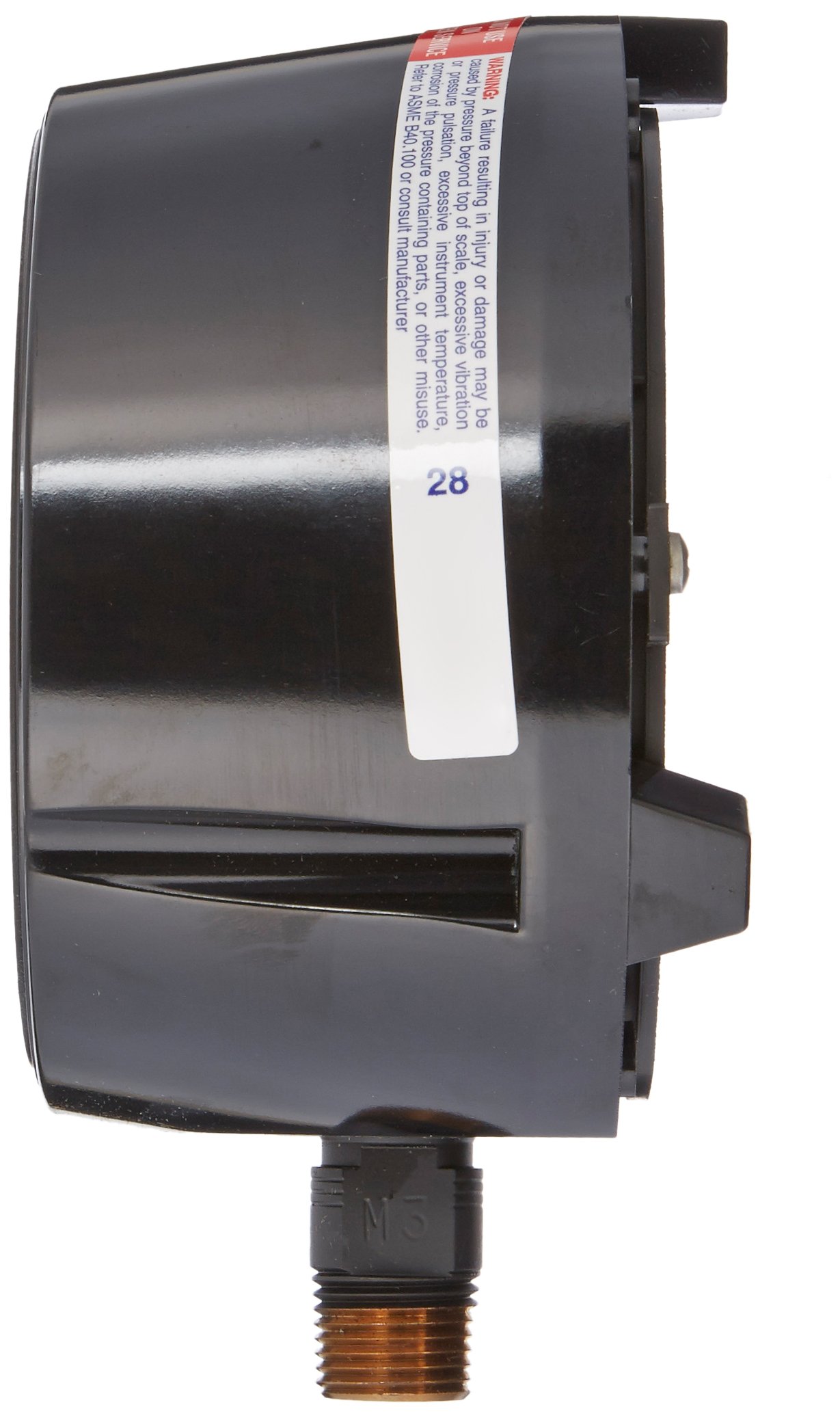 Ashcroft Duragauge Type 1279 Black Phenolic Case Pressure Gauge with PLUS Performance Option, 316 Stainless Steel Bourdon Tube and Tip, 316 Stainless Steel Socket, Solid Front Case, 4.5