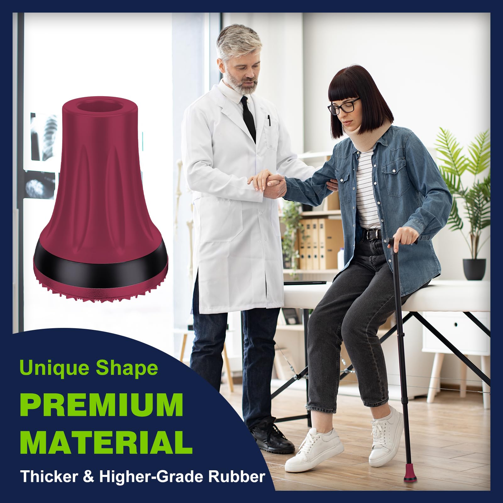 supregear Gommini per Stampelle Antiscivolo (21mm-22mm, x 2 unità), Puntali e Piedini in Gomma Resistente per Tutti Terreni Grip Estremo Tappo per Piedi per Canne, Stampelle e Bastoni, Rosso