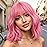 Nnzes Short Wavy Bob Wig with Bangs for Women Shoulder Length Curly Pink Synthetic Heat-Resistant Fiber Hair for Daily & Party Use