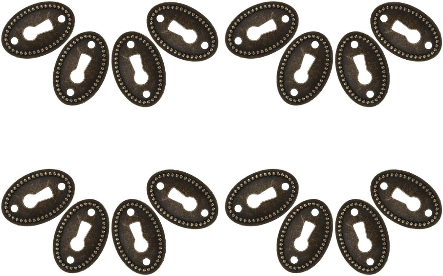 Zinc Alloy Keyhole Cover Plate Set 16 Pieces Oval Vintage Decor
