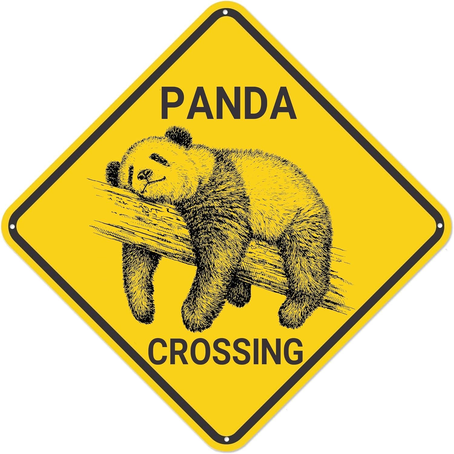 GorkEm Aluminium Panda Crossing Sign, 30x30cm, Cute Style, Multicolour, Wall Mount, Traffic Sign