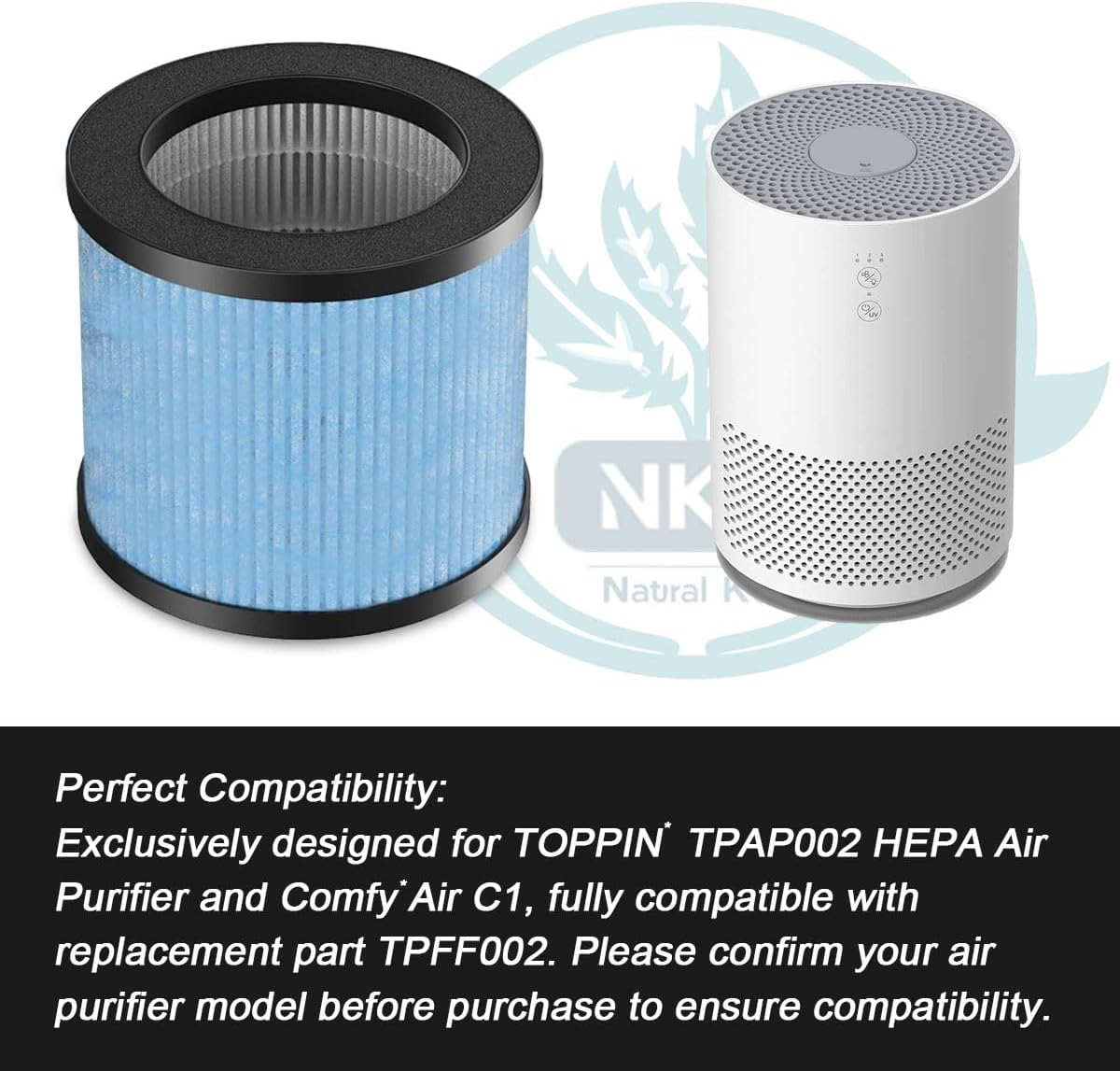 TPAP002 HEPA Replacement Filter, Compatible with TOPPIN TPAP002 Air Purifier and Comfy Air C1, 3-in-1 True HEPA and Activated Carbon Pre-Filter, Part# TPFF002, 2-Pack - Image 3