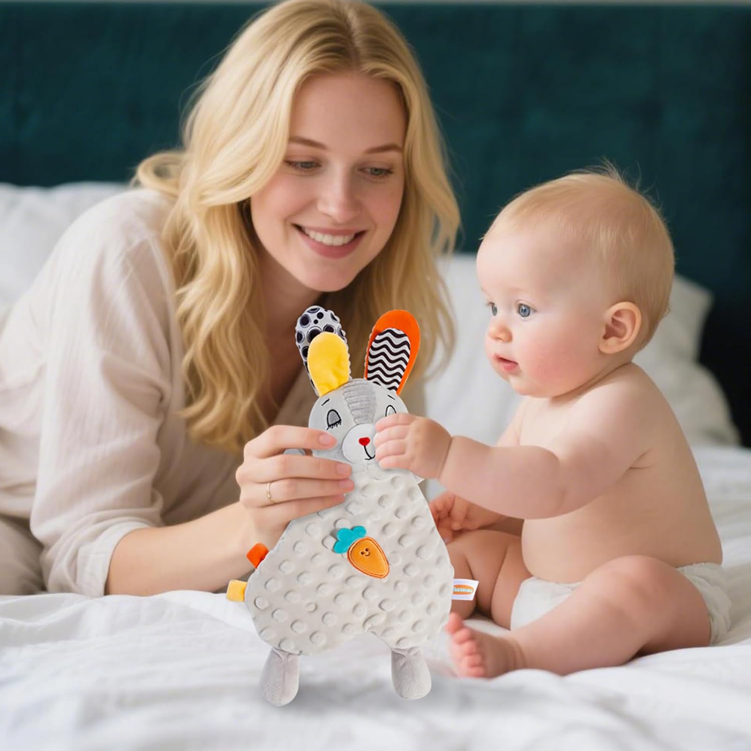 Baby Security Blanket, Soft Rabbit Lovey - Ultra-Soft Snuggle Toy Stuffed Animal with Silky Edge, Newborn Gift for Boys and Girls (0-12 Months) - Image 4