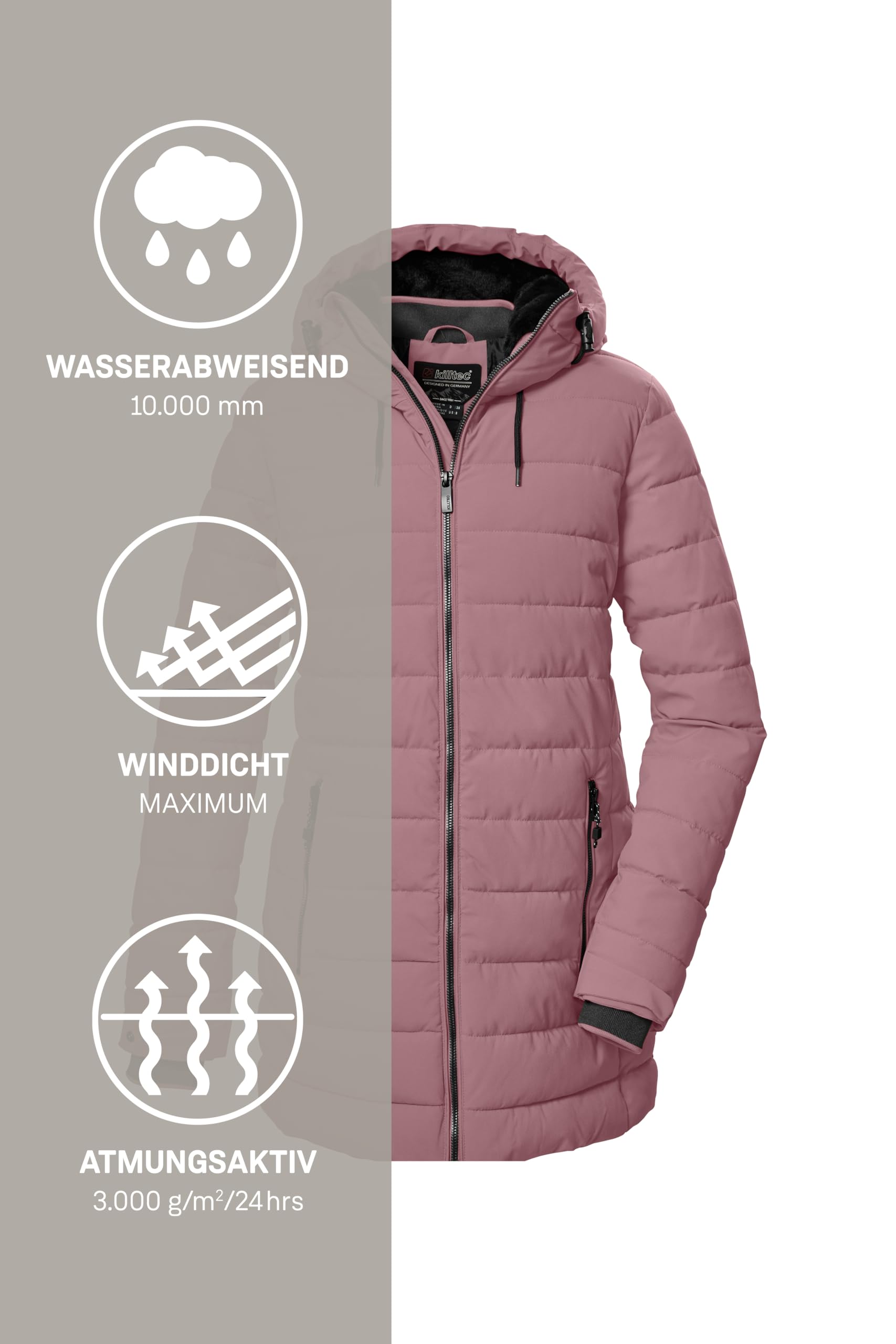 Killtec Damen Kow 55 Wmn Qltd Prk Steppparka/Parka mit Kapuze