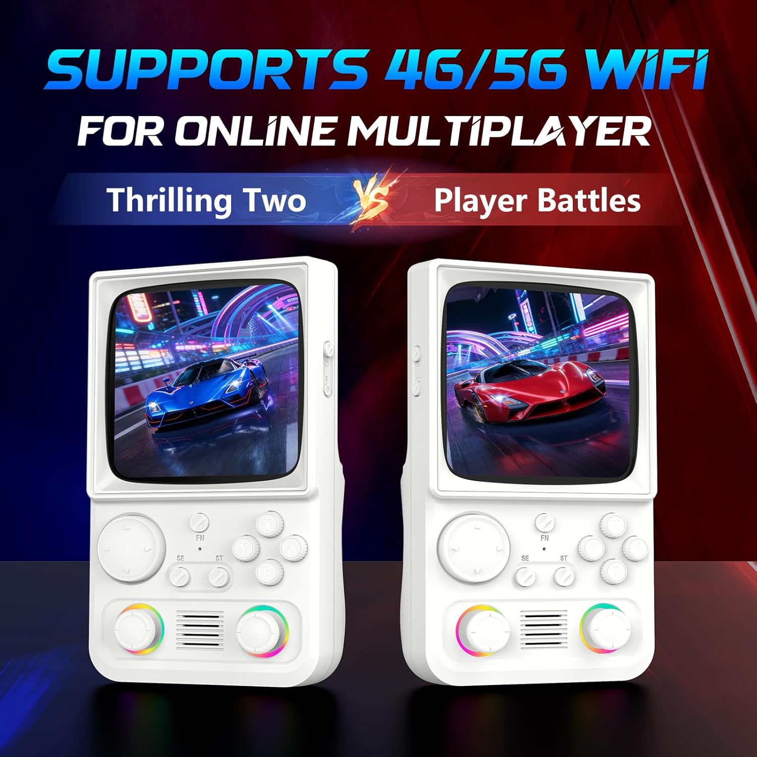 R36TMAX Handheld Game Console, Retro Gaming Console with 22,000+ Classic Games, 4.0 Inch IPS HD Screen, Supports WiFi Networked Fighting and OTG, 4000mAh Battery (White 128GB)