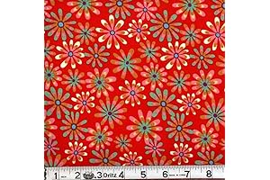 Quilting Fabric Flower Power Red