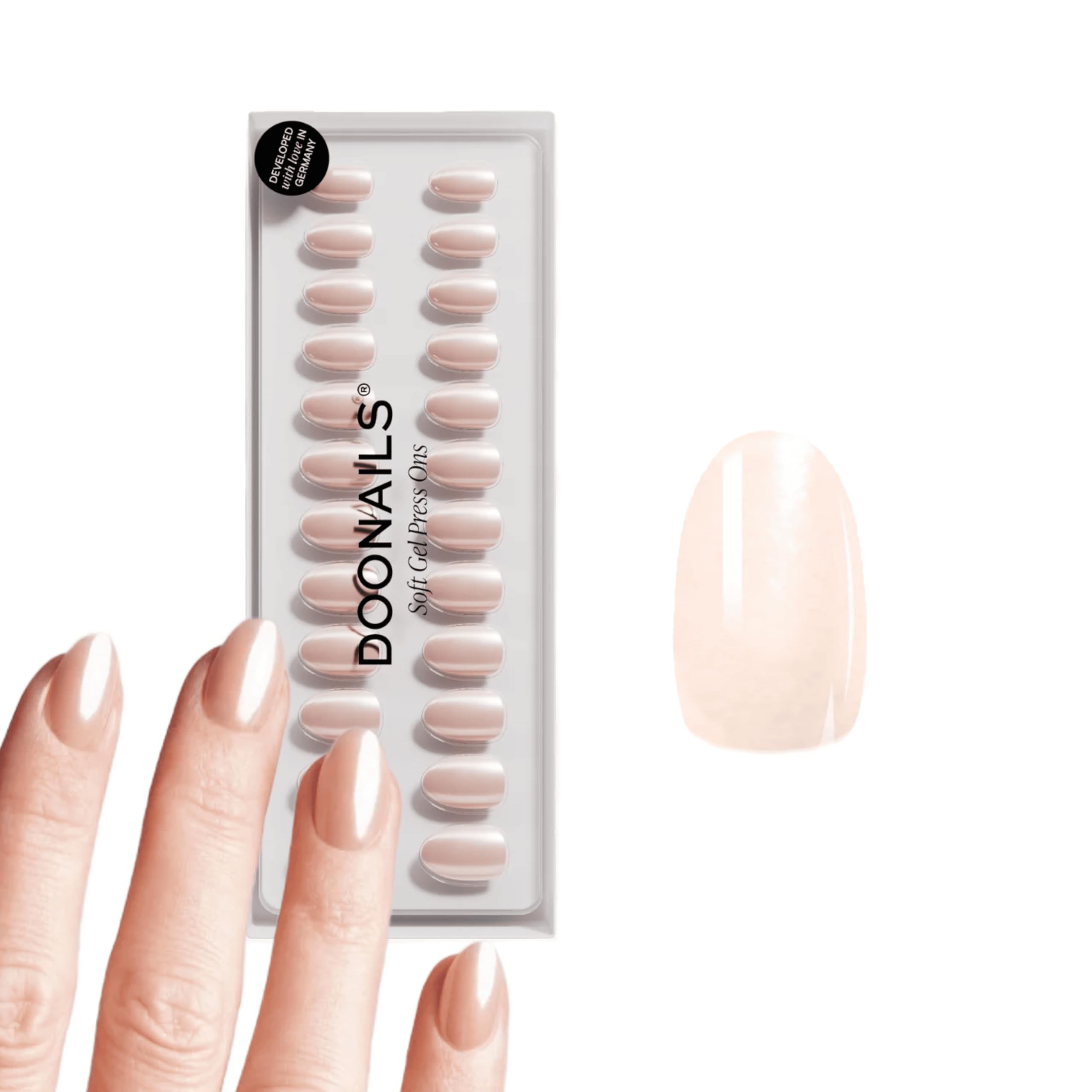 DOONAILS – Press On Nails 30er Set Prosecco abgerundete Form Cremefarben – Nägel zum Aufkleben Full Cover in Salonqualität – Fake nails soft gel Short – Natürliches & angenehmes Tragegefühl