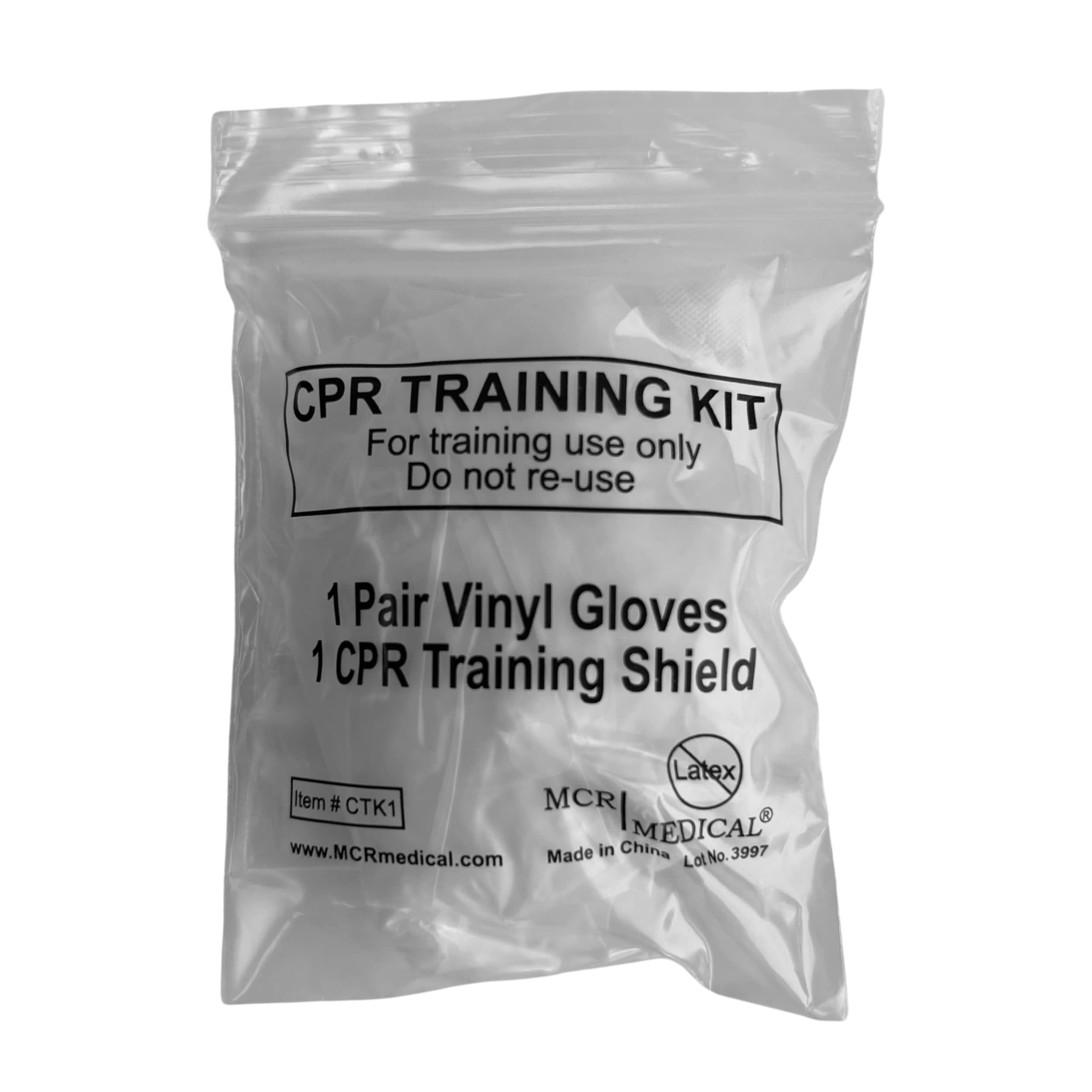 MCR Medical CPR Student Training Kits with Shield & Gloves, Pack of 100