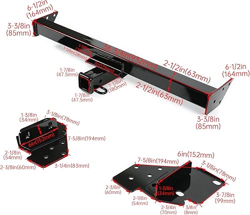 Miniatura 2 de KUAFU Enganche de remolque clase 3 de 2 pulgadas compatible con Toyota Tacoma 2005-2015 repuesto para 13323 acero negro