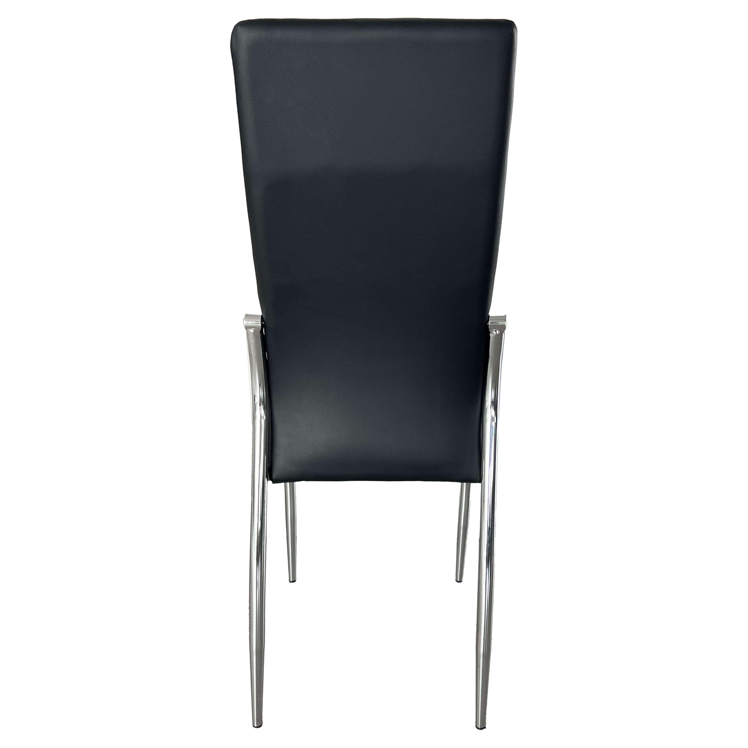 Miroytengo Pack de 4 Sillas de Comedor Salón Laci, Polipiel Cromadas Negro 45x101x51 cm