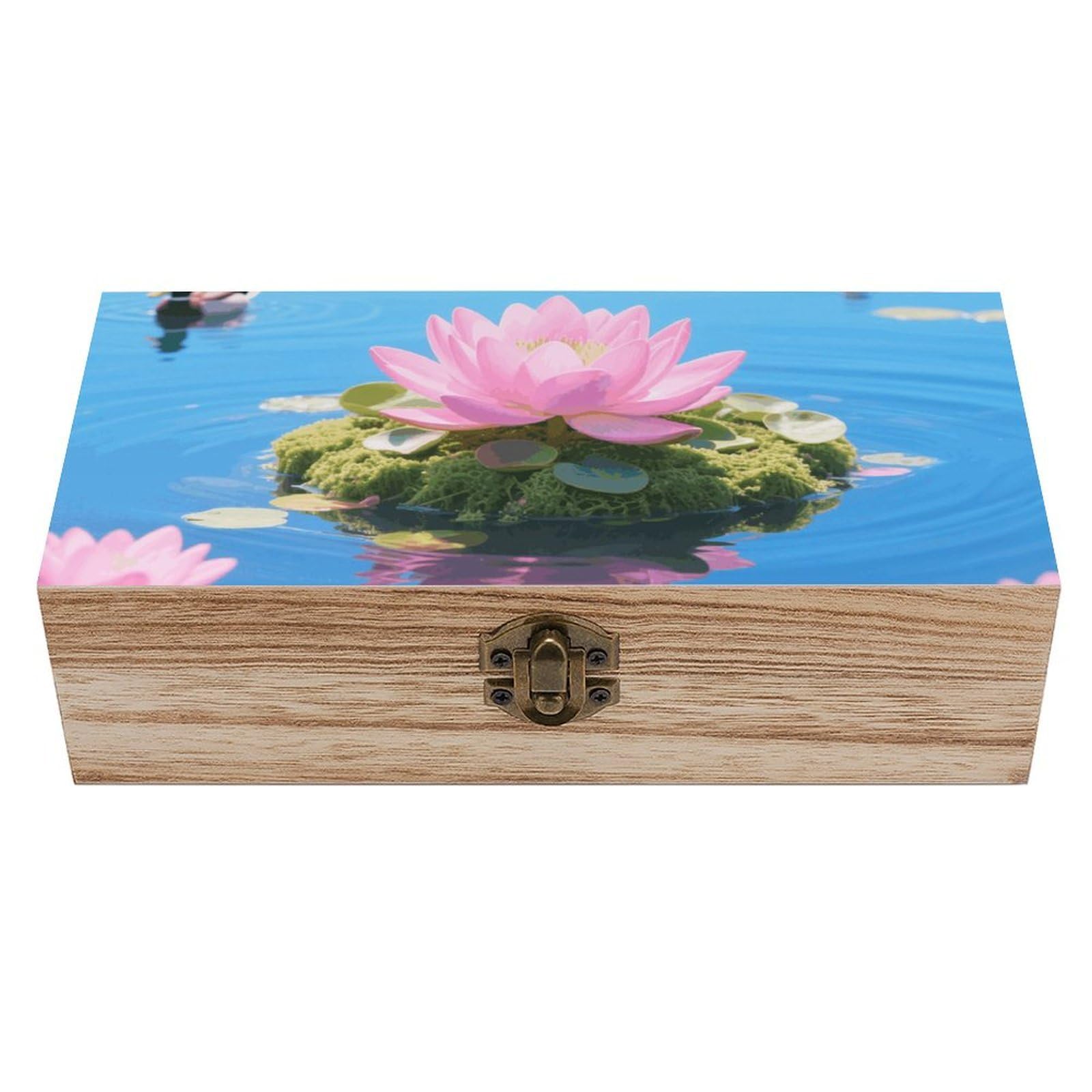 asbwuo Lake Floating Wooden Keepsake Box Storage Boxes with Hinged Lid
