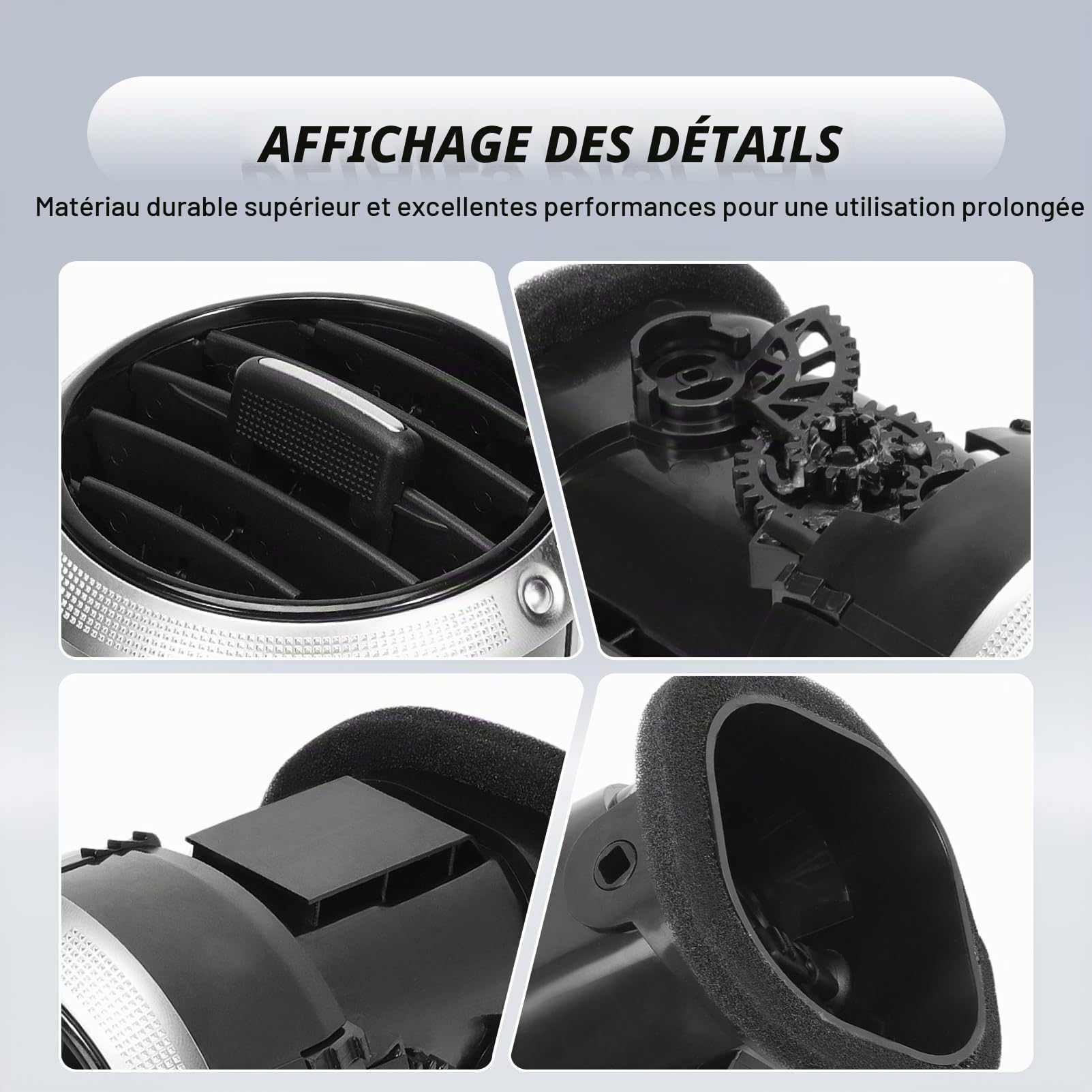 Grille d'aération pour A3 S3 8P 2008–2012, 8P0820901C | ABS chromé noir, Climatiseur, Grille de Chauffage, Grille Ventilation, Bouche Aeration, Tableau de Bord Avant
